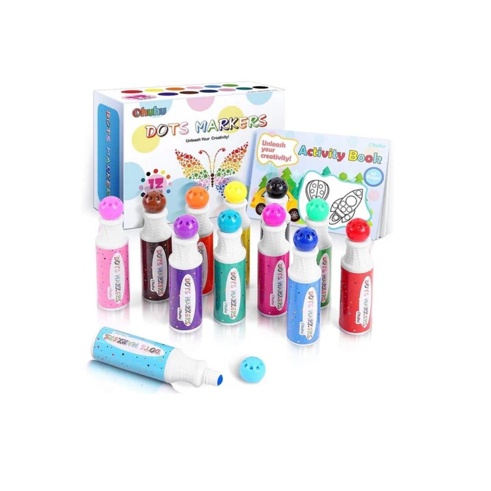 Ohuhu 12ct 40ml Dot Marker Bingo Daubers with 30 Page Activity Book - NIB